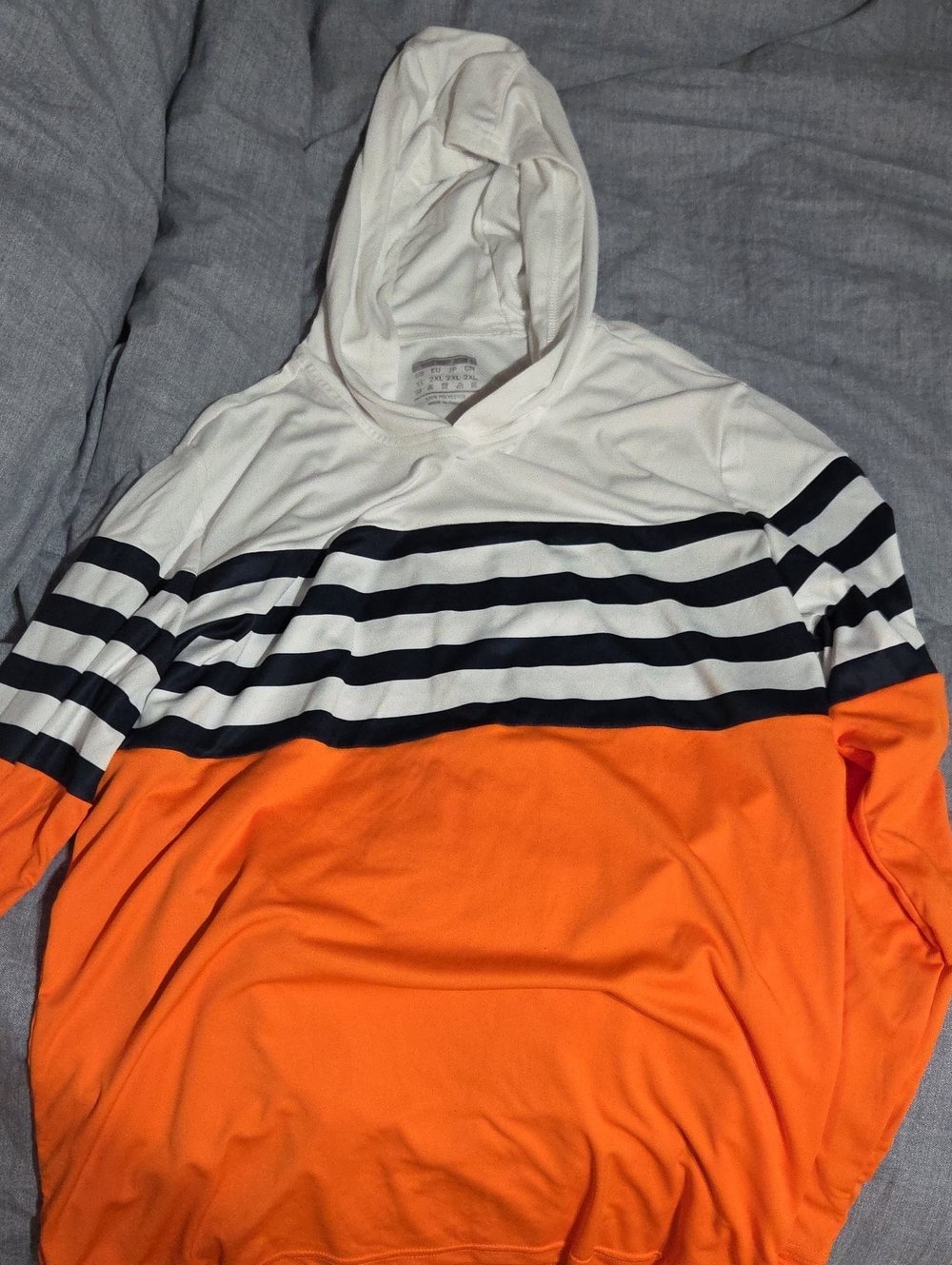 Police Men’s Hooded Zip Sweatshirt in White, Black & Orange